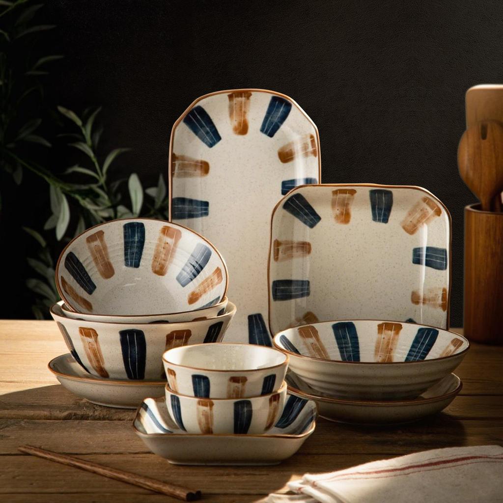 Japanese Style Ceramic Plates Household 7~8 Inch High End Underglazed Colour Sushi Dish New Aesthetic Vintage Kitchen Tableware