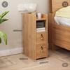 Solid Wood Locking Nightstand, Compact Slim Bedside Cabinet, Modern Minimalist Storage Organizer, Narrow Gap Bedroom Furniture