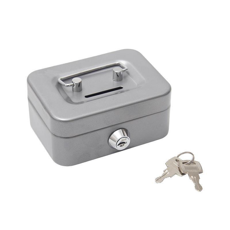 Small Money Box with Key Secure Lock Portable Cash Safe Durable Metal Coin Storage Box for Kids Office School