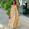 European and American Summer New African Casual Women's Clothing Neck Backless Loose Printing Dress