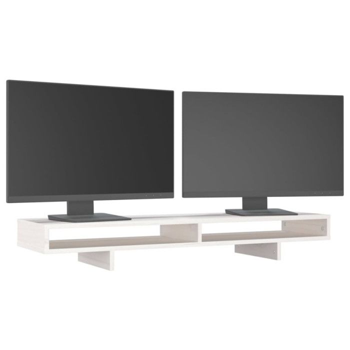 VidaXL Support de moniteur Blanc 100x27x14 cm Bois de pin solide 814005