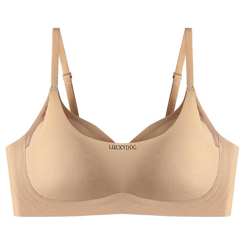 

Beige Ribbed Wireless Bra with Adjustable Thin Straps and Seamless Support S дубильная кора