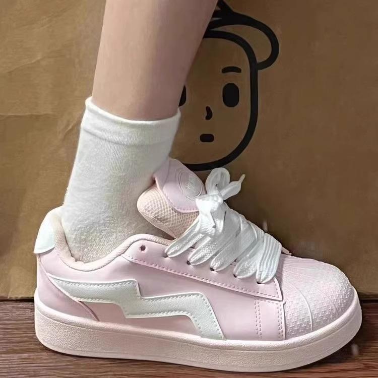 Pink shell head bread shoes women's ins2025 spring and autumn versatile student casual versatile retro sports board shoes