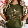 Celestial Dragon Moon Phase TShirt Witchy Boho Floral Tee Gothic Style Unisex Fashion Casual Tshirt Retro Design Printed Tops