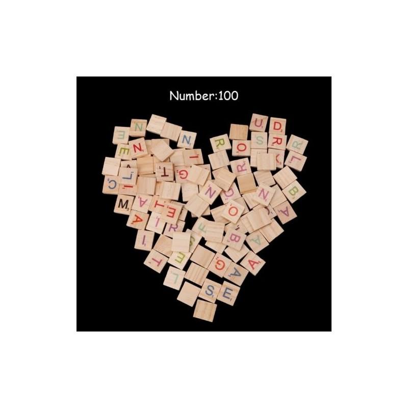 100 Scrabble Carreaux Lettre En Bois Noir Artisanat Alphabet Jeux De Jeu Société