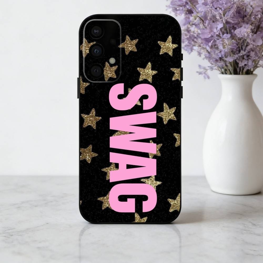 

C-Clmj L-Leopard P-Print SWAG Phone Case For Samsung Galaxy A73,A72,A71,A70,A53,A52,A51,Soft Silicone Black Cover Samsung a70