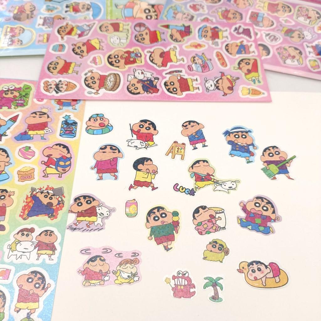Crayon Shin-chan Stickers, 10 Sheets Cartoon Decals for Kids Scrapbook Journal DIY Craft