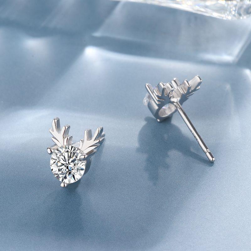 S925 Sterling Silver Forest Deer Stud Earrings - Versatile Elf Antler Design