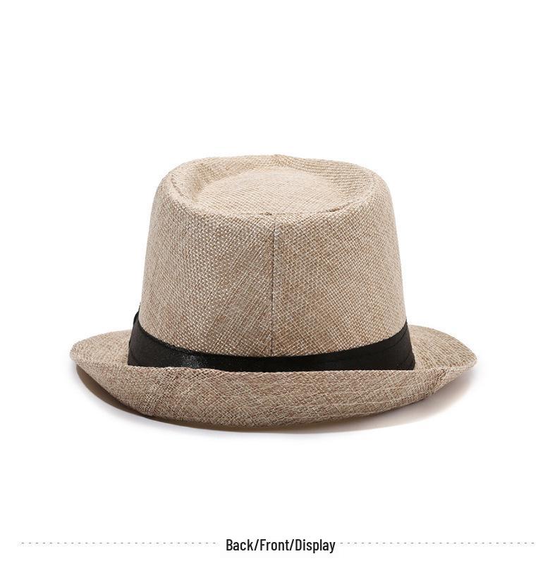 Men's Cotton Linen Fedora: Breathable Sun Protection Hat for Outdoor Activities
