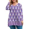 Women's Plus Size Top, Garden Collar Long Sleeved Shirt, Fashionable Floral Print Casual Top