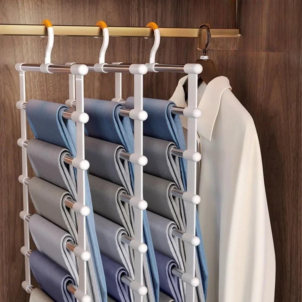 Folding Pants Rack Multi Layer Trouser Hanger Space Saving Household Pants Racks Foldable Simplicity Wardrobe Storage Hangers