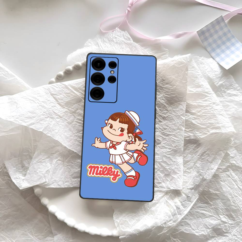 Fujiya Milky Peko Chan Phone Case For Samsung S 24 Fe 25 Ultra Plus 20 Lite 21 30 22 23 24 22 Ultra 5G Fundas