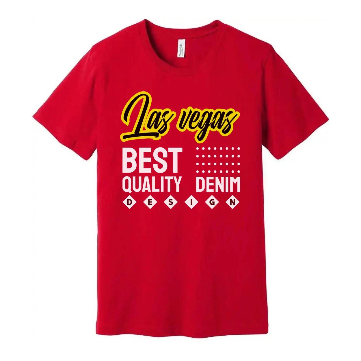 Las Vegas Graphic Unisex T Shirt With Bold Yellow Script Best Quality Denim Desi S