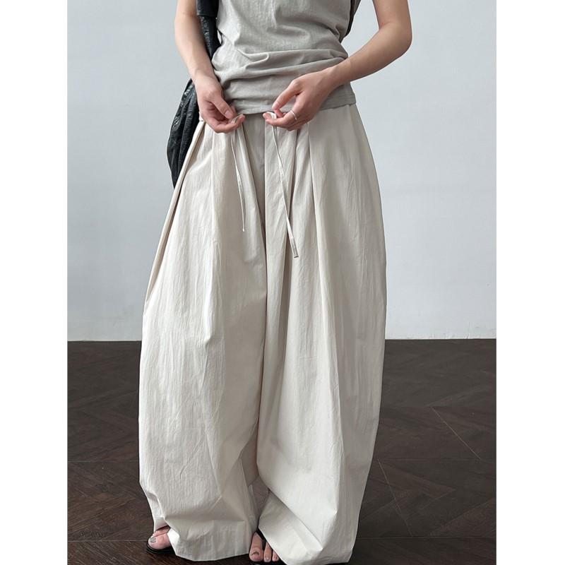 Johnature Casual Simple Versatile Pants Women Summer Thin Casual Trousers