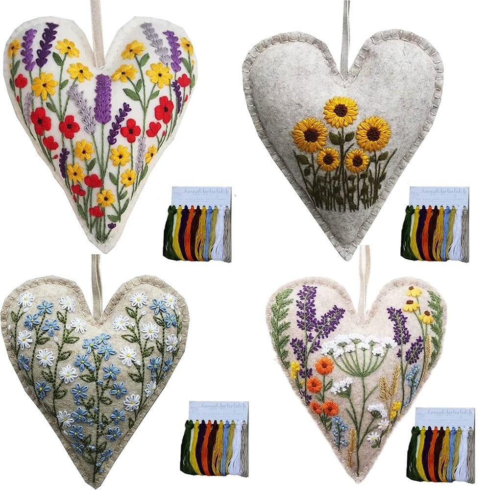 Handwork Cross Stitch Kits Yarn Embroidery Flowers Paintin Heart