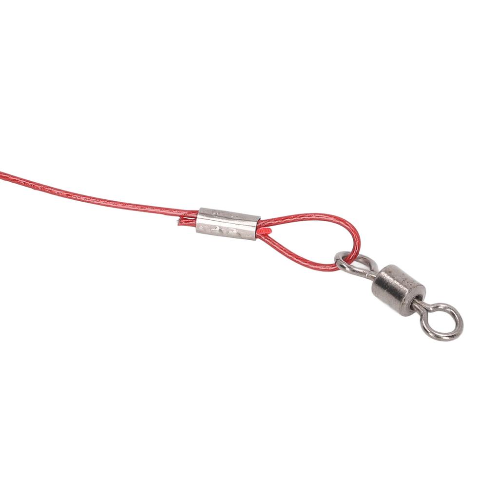 10Pcs 50cm Fishing Wire Rigs Leaders Anti Bite Fishing Line Leaders with Swivels Ine Leaders Red