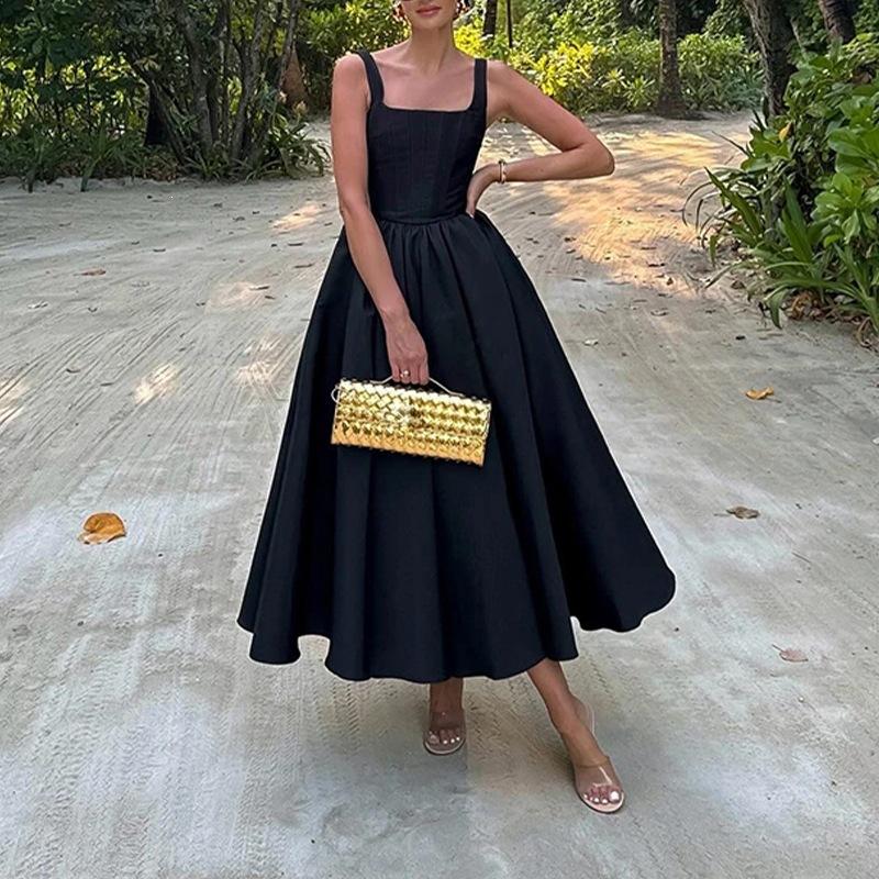 

Spring new women s clothing, European and American dresses, elegant temperament pleated waist dress skirt 3XL