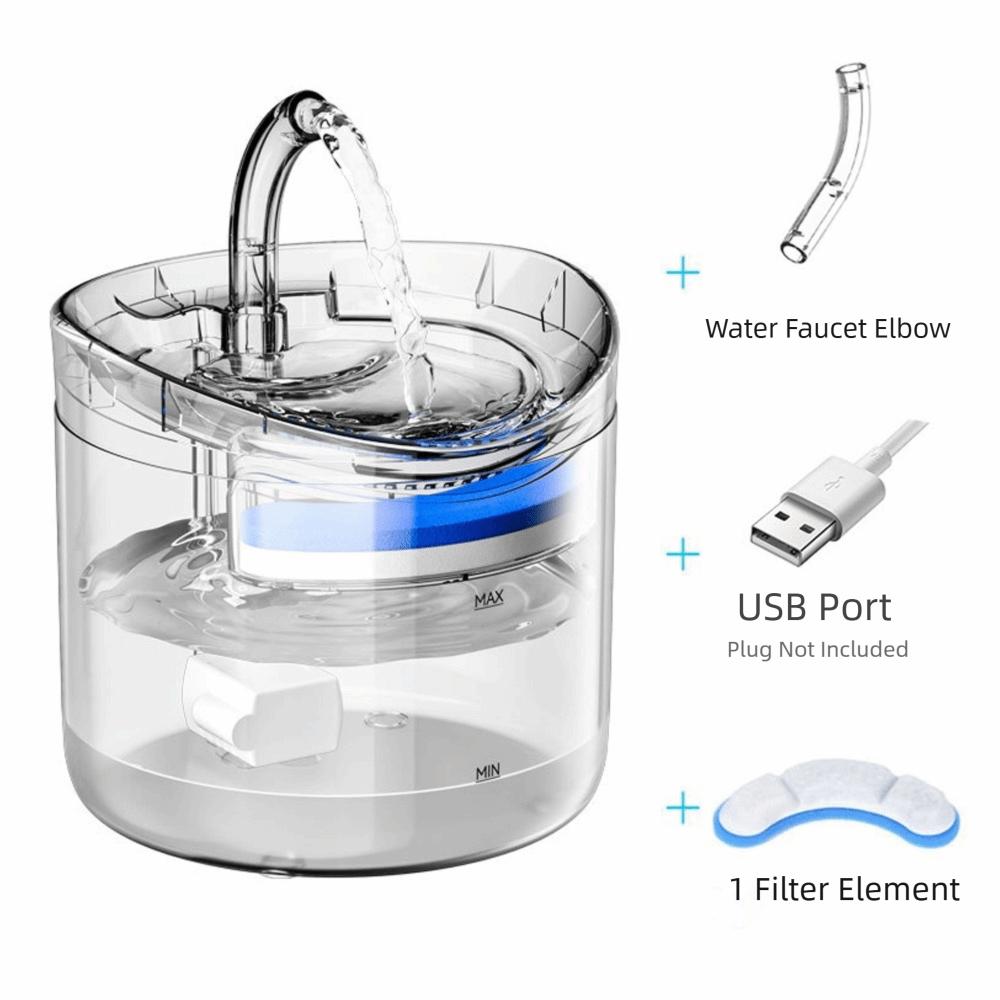 1.8L Large Capacity Cat Water Fountain Transparent Recirculate Filtering Pet Water Feeder Removable USB Powered Water Dispenser