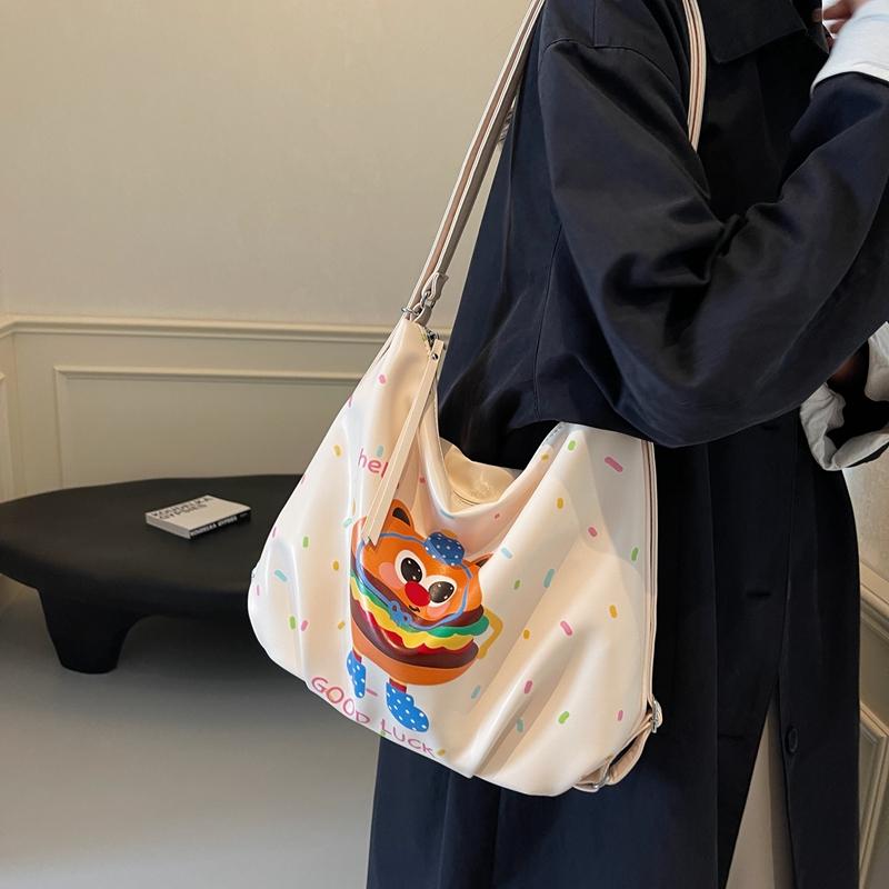 Women's Backpack Cartoon Print Shoulder Bag Large Capacity Commuter Multi-Function Crossbody Bag