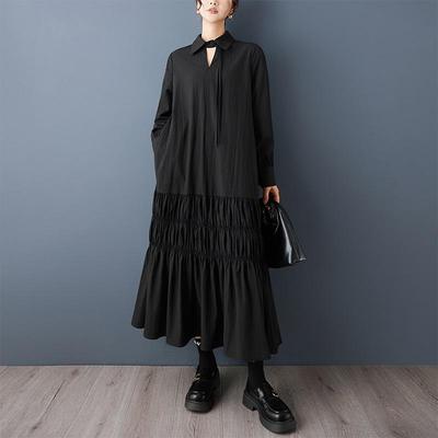 Long Sleeve Plus Size Black Vintage New In Dresses for Women Spring Autumn Casual Loose Dress