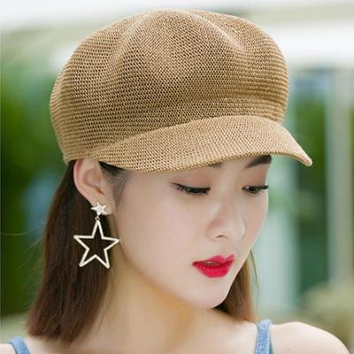 Lightweight Womens Summer Beret Hat - Breathable Mesh, Adjustable, Sunshade, Pointed Top, Solid Color, Full Splice, Inelastic, Perfect for Outdoor