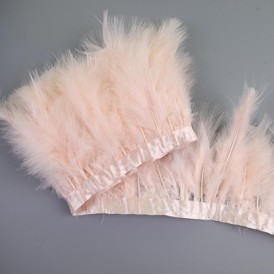 FeatherTurkey Feather Fringe 4-6inch Colorful Marabou Feather Tape for Handiwork Clothes Dress Handmade Cloth Strap Home Decoration