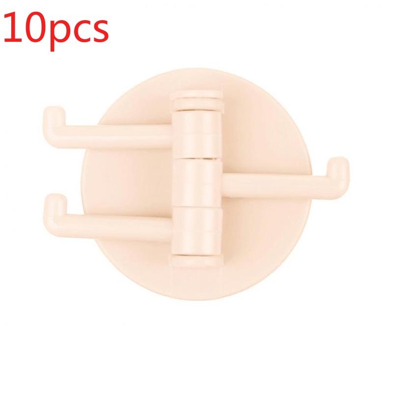Universal Plastic Towel Hook 3-Split Rotating Holder Bathroom Door Back Hanger