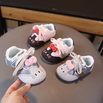 Spring/Autumn Girls' Skateboard Shoes, Infant Soft-Soled Walking Single Shoes, Baby German Trainer Leather Shoes for 1-2 Years Old.