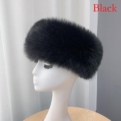 Women Soft Head Bands Faux Fox Fur Hat Ski Head Bands No Top Hat Ear Warm Winter Fluffy