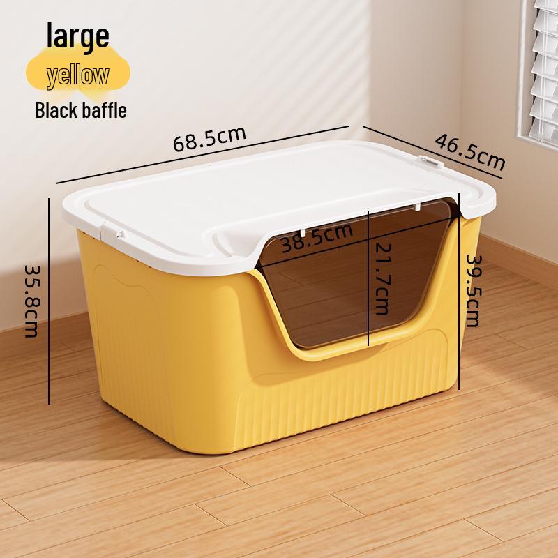 Extra Large Anti-Splash Semi-Enclosed Cat Litter Box with Scoop