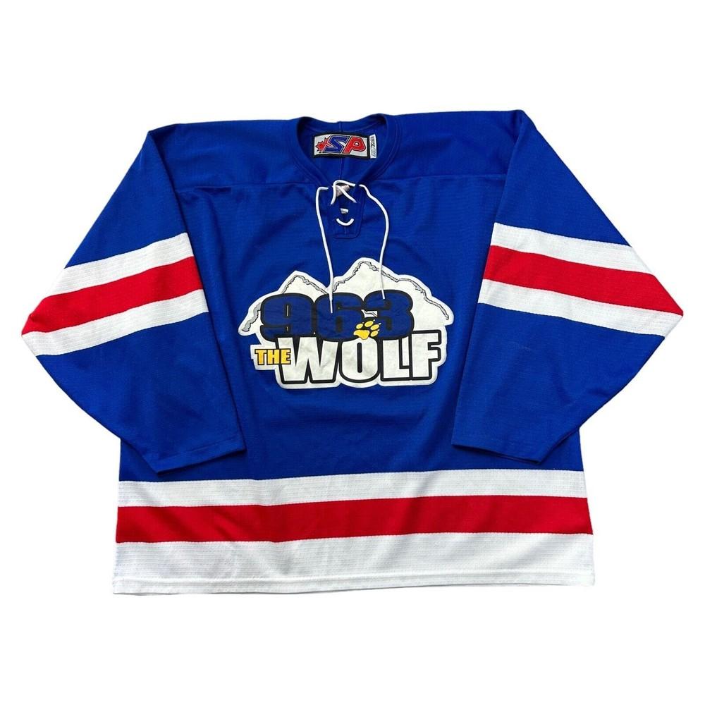 

Vintage Hockey Jersey 963 The Wolf Canada Oversized Blue T-shirt Mens M
