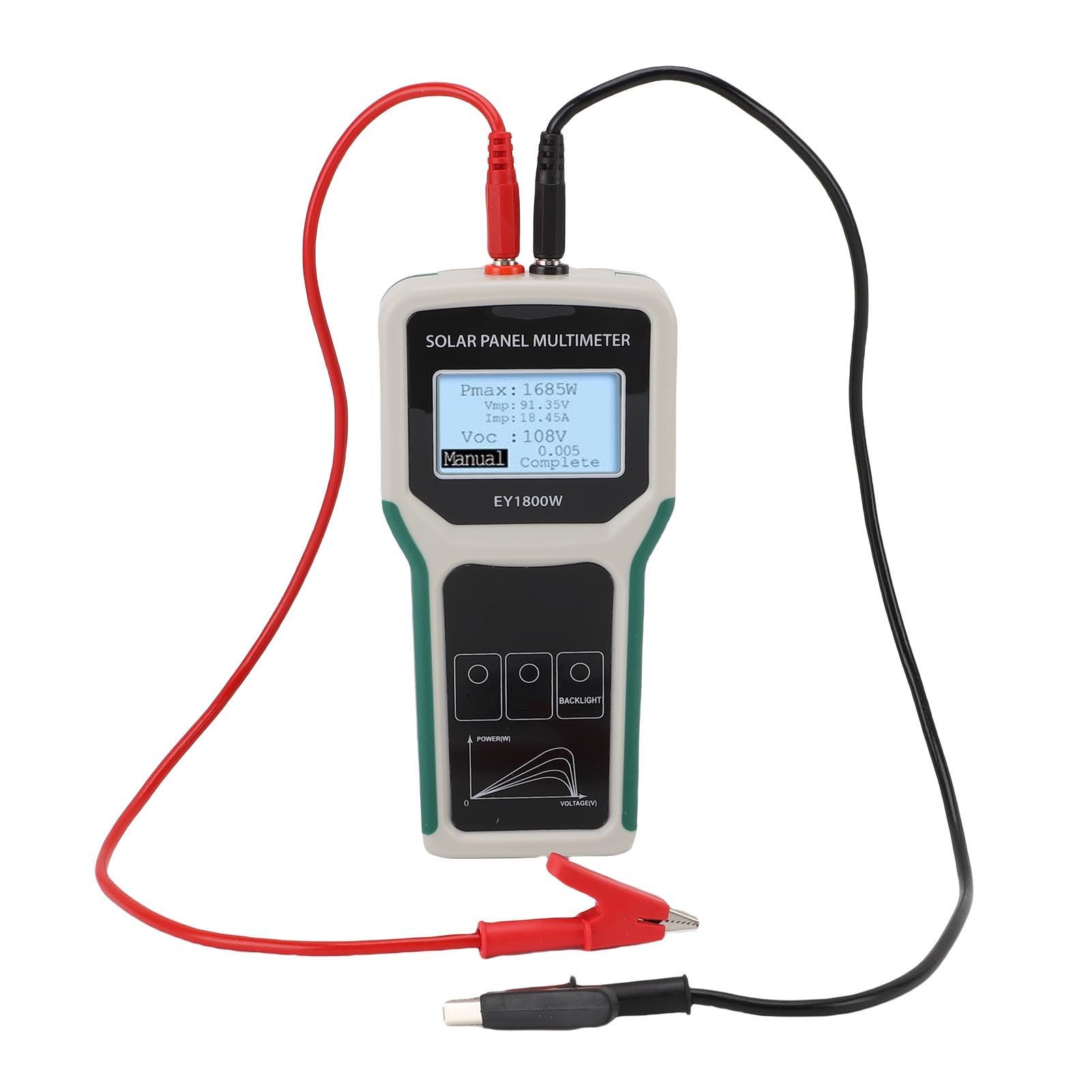 

EY1800W Solar Panel Multimeter MPPT 20-120V Tester with LCD Power Point & Voltage Detection, Auto/Manual Mode, Backlight for Solar-Powered Meter Tool