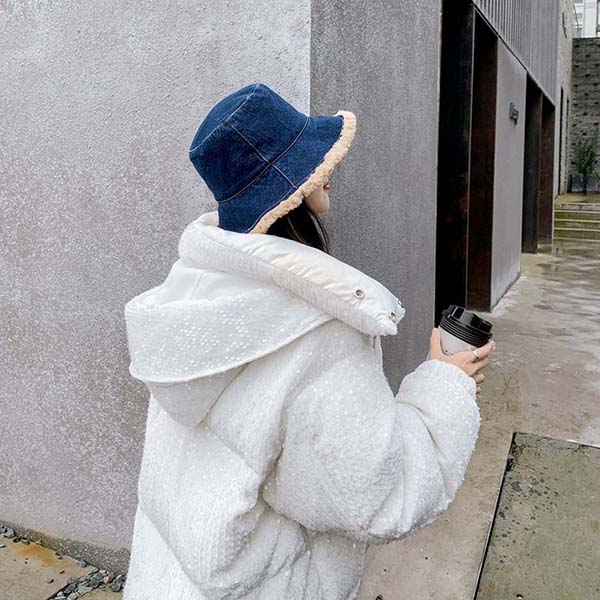 WTEMPO Retro Elegant Warm Thickened Soft Solid Color Windproof Cold-proof Hats Women's Autumn Winter Casual Versatile Plush Denim Hats