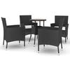 VidaXL Ensemble de bistro de jardin 5 pcs coussins noir poly rotin, ensemble de bistrot, ensemble de bistrot extérieur, 3187433