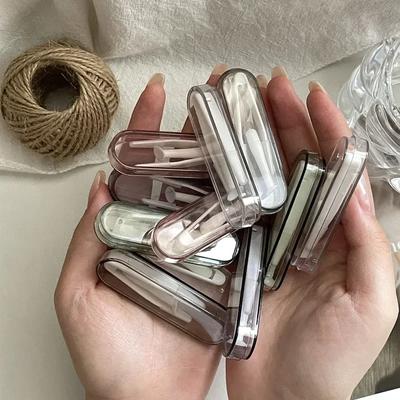 Travel Mini Clear Tweezers Set Box Contact Lens Container Box Retro Minimalist Women Girl Contact Lens Remover Contact Lens Case