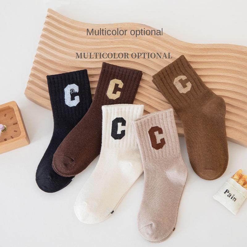 

Детские носки Детские носки Осенние и зимние носки-трубочки с буквами Повседневные детские носки из чесаного хлопка Xl9 ~ 12 Years Old