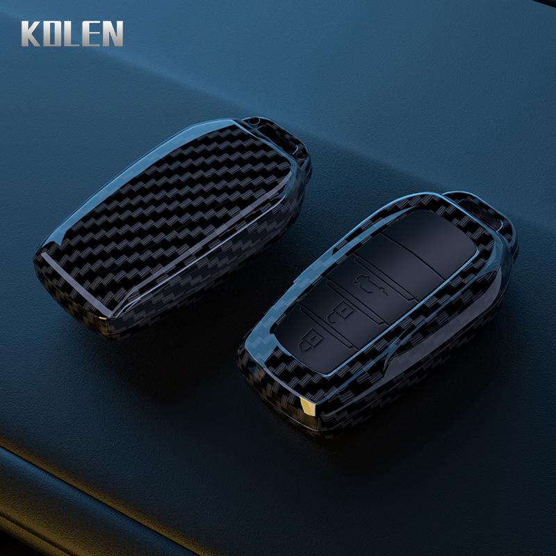 Abs Carbon Fiber Car Flip Key Case Cover For Toyota Sienna Rav4 Crown Hilux Fortuner Camry Land Cruiser Prado Venza Accessories