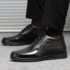 Men Winter Boots Business Genuine Leather Ankle High-top Cotton Snow Boots With Full Fur lining for father