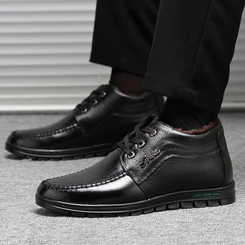 Pánské zimní boty Business Pravá kůže Kotníkové Vysoké Bavlněné Sněhule s plnou kožešinovou podšívkou pro otce