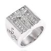 Fashion Vintage Holy Cross Signet Ring Prayer Christian Jesus White Cub Zirconia Wedding Finger Ring Creative Gift Wedding