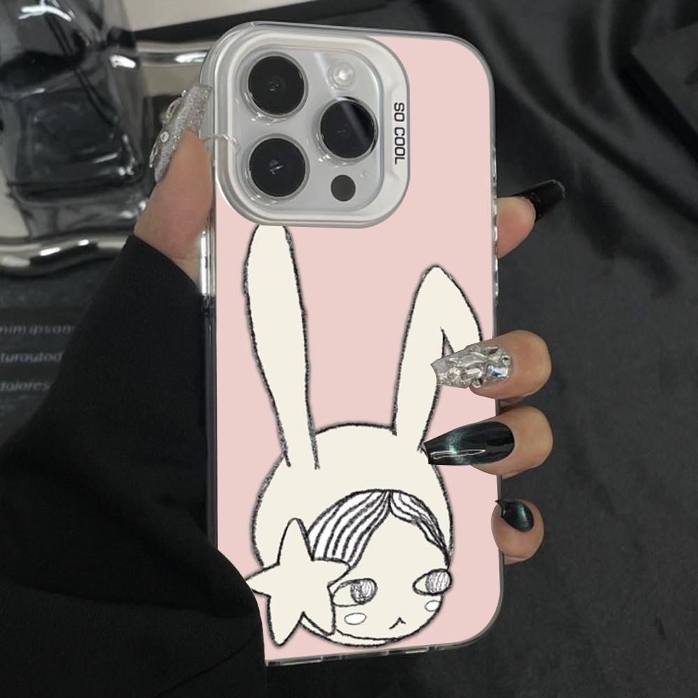 Y-Yoshitomo N-Nara Art Phone Case For iPhone 16,15,14,13,12,11,Pro,Max,Plus,Mini,XS Anti Fall Gray Silver Matte Hard Bumper