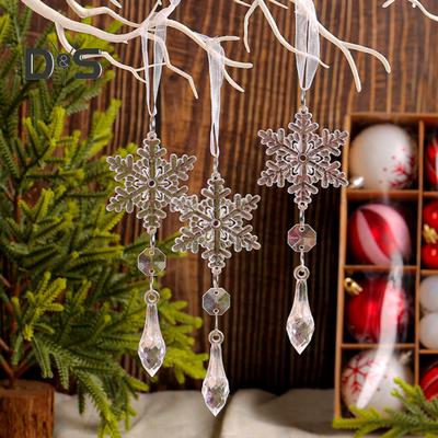 18 Stück Weihnachtsanhänger, Schneeflocken, Eiszapfen, Hängedekoration, durchsichtige, kristallähnliche Eiszapfen-Ornamente aus Acryl zum Aufhängen als Weihnachtsbaum-Dekor