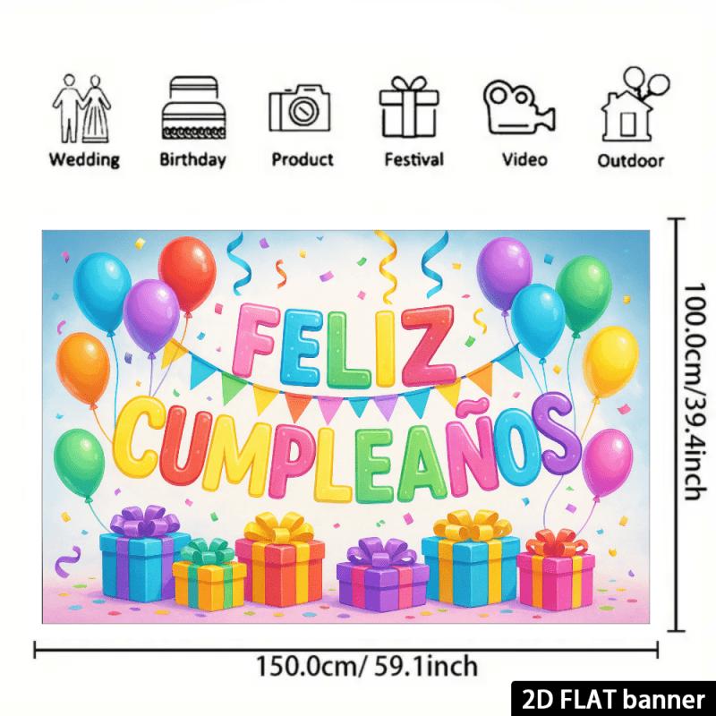 2D Flat Surface 1 Piece of Colorful Spanish Birthday Background Fabric Suitable for Gifts and Scene Decoration