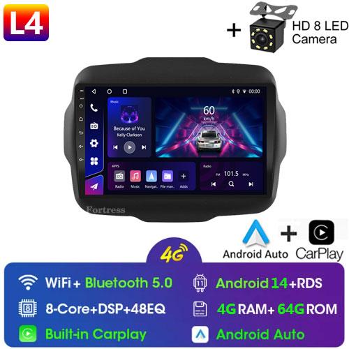 Radio auto 2Din 4G Android 14 Player multimedia video Stereo Pentru Jeep Renegade 2016-2020 Navigație GPS Unitate principală Carplay