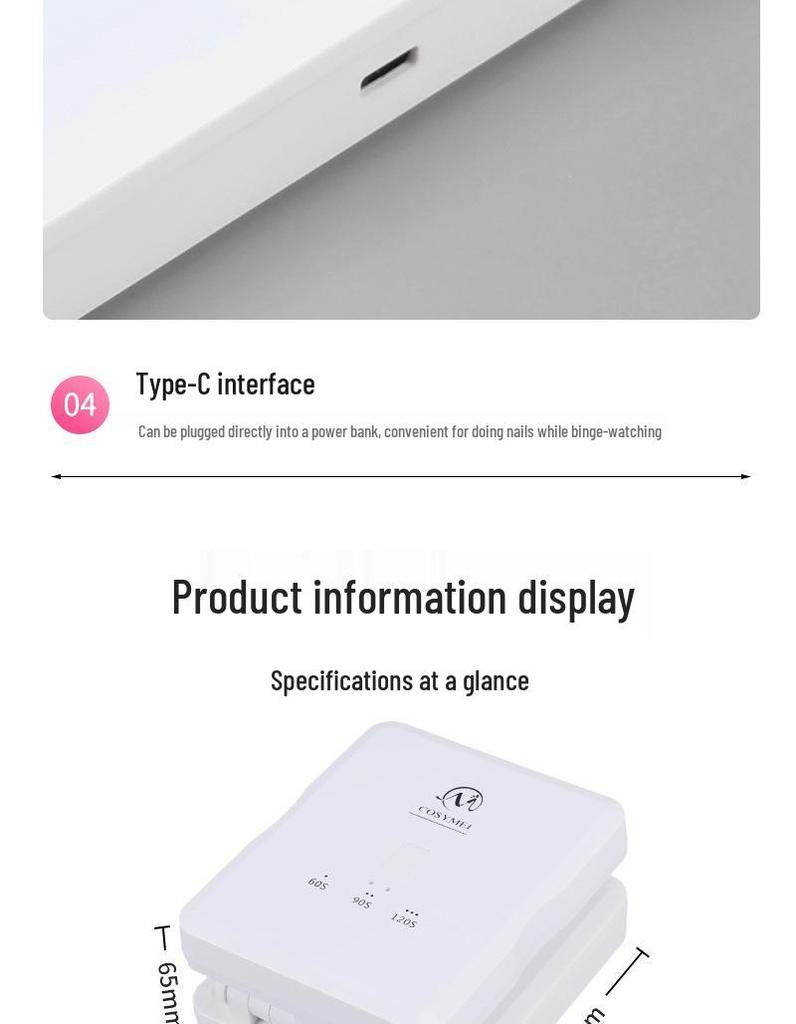 Portable Folding LED Manicure Lamp with Flip Cover – Quick-Drying, Smart Phototherapy for Nails, No Blackening Hands