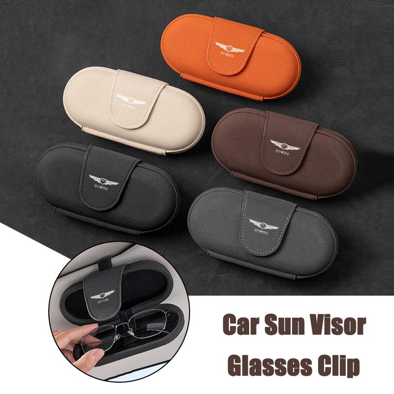 Car Glasses Case Auto Sun Visor Glasses Clip Card Ticket HolderBox For Genesis Essentia GV80 Neolun G70 G90 GV90 GV60 X G80 GV70