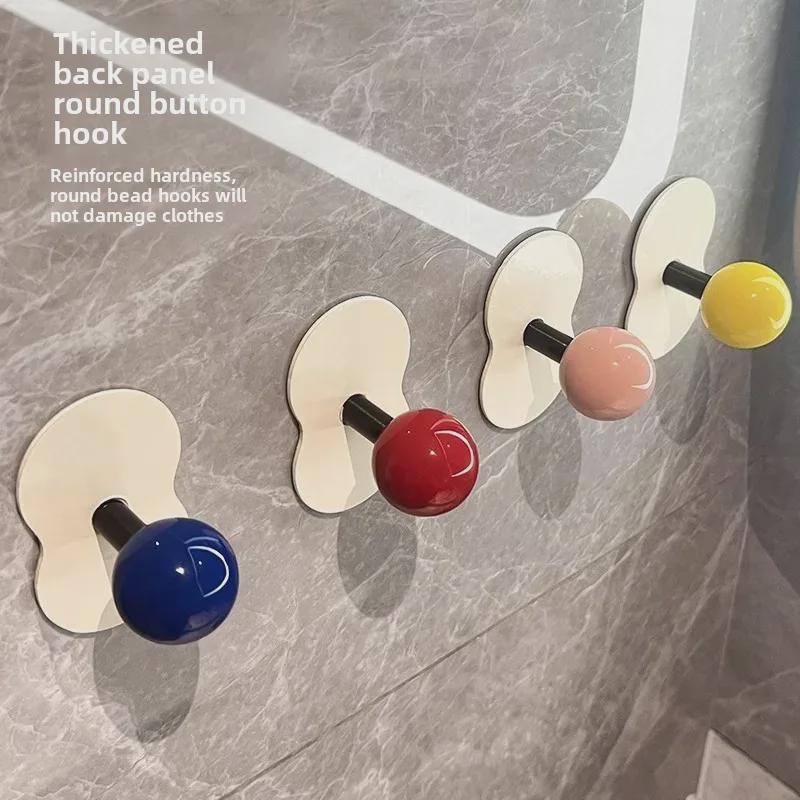 Punch-Free Adhesive Bathroom Towel Hook - Strong, Wall-Mounted, Creative Storage Solution