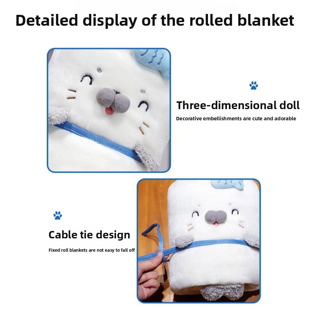 Multi Functional Flannel Ocean Seal Nap Blanket Marine Life Seal Cartoon Shawl Blanket Soft Cozy Swaddlings Unisex