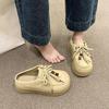 Baotou Semi-slippers Niche Design Sense Versatile Thick-bottomed Boken Slippers Women's 2025 Autumn and Summer New Retro Ethnic Style