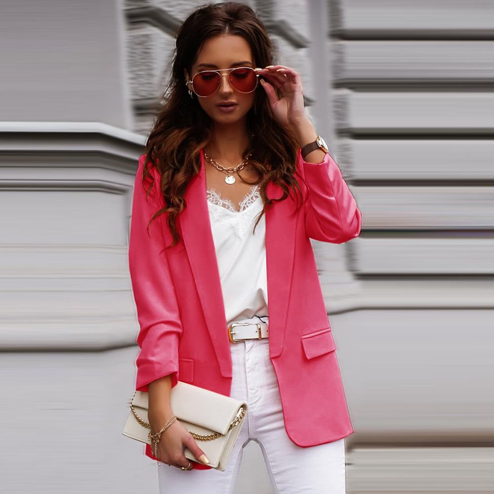 

2026 Trendy Women s Autumn/Winter Long Sleeve Slimming Blazer – European/American Professional OL Style 3XL рожевий червоний колір